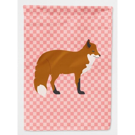 Carolines Treasures Red Fox Pink Check Canvas House Flag BB7876CHF